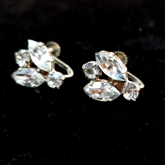 Vintage 1950s Made In Austria Crystal Screw Back Earrings - Picture 5 of 12